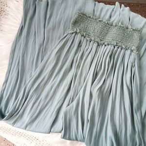 Intimately Free People High Rise Smock Waist Seafoam Sage Flowy Wide Leg Pants